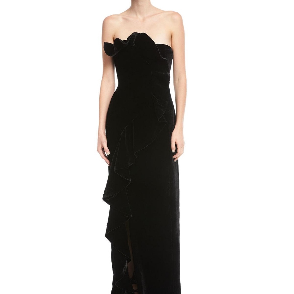Strapless Black Velvet Evening Gown / Dress